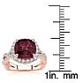 Garnet Ring: Garnet Jewelry: 3 3/4 Carat Cushion Cut Garnet and Halo Diamond Ring With Fancy Band In 14 Karat Rose Gold Image-5