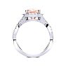 2-1/2 Carat Cushion Cut Morganite and Halo Diamond Ring With Fancy Band In 14 Karat White Gold Image-3
