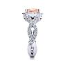 2-1/2 Carat Cushion Cut Morganite and Halo Diamond Ring With Fancy Band In 14 Karat White Gold Image-4