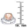 2-1/2 Carat Cushion Cut Morganite and Halo Diamond Ring With Fancy Band In 14 Karat White Gold Image-5