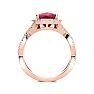 3 1/2 Carat Cushion Cut Ruby and Halo Diamond Ring With Fancy Band In 14 Karat Rose Gold Image-3
