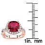 3 1/2 Carat Cushion Cut Ruby and Halo Diamond Ring With Fancy Band In 14 Karat Rose Gold Image-5