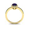 3/4 Carat Pear Shape Amethyst and Halo Diamond Ring In 14 Karat Yellow Gold Image-4