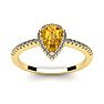 3/4 Carat Pear Shape Citrine and Halo Diamond Ring In 14 Karat Yellow Gold Image-1