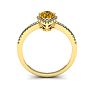 3/4 Carat Pear Shape Citrine and Halo Diamond Ring In 14 Karat Yellow Gold Image-4