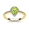 1 Carat Pear Shape Peridot and Halo Diamond Ring In 14 Karat Yellow Gold Image-1