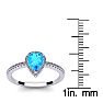 1 Carat Pear Shape Blue Topaz and Halo Diamond Ring In 14 Karat White Gold Image-5