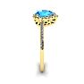 1 Carat Pear Shape Blue Topaz and Halo Diamond Ring In 14 Karat Yellow Gold Image-3