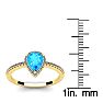 1 Carat Pear Shape Blue Topaz and Halo Diamond Ring In 14 Karat Yellow Gold Image-5