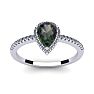 1 Carat Pear Shape Mystic Topaz Ring With Diamond Halo In 14 Karat White Gold Image-1
