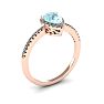 Aquamarine Ring: Aquamarine Jewelry: 3/4 Carat Pear Shape Aquamarine and Halo Diamond Ring In 14 Karat Rose Gold Image-2