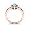 Aquamarine Ring: Aquamarine Jewelry: 3/4 Carat Pear Shape Aquamarine and Halo Diamond Ring In 14 Karat Rose Gold Image-4