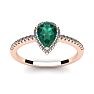3/4 Carat Pear Shape Emerald and Halo Diamond Ring In 14 Karat Rose Gold Image-1