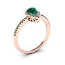3/4 Carat Pear Shape Emerald and Halo Diamond Ring In 14 Karat Rose Gold Image-2