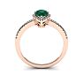 3/4 Carat Pear Shape Emerald and Halo Diamond Ring In 14 Karat Rose Gold Image-4