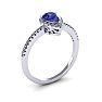 1 Carat Pear Shape Tanzanite and Halo Diamond Ring In 14 Karat White Gold Image-2