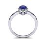 1 Carat Pear Shape Tanzanite and Halo Diamond Ring In 14 Karat White Gold Image-4