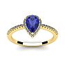 1 Carat Pear Shape Tanzanite and Halo Diamond Ring In 14 Karat Yellow Gold Image-1