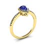 1 Carat Pear Shape Tanzanite and Halo Diamond Ring In 14 Karat Yellow Gold Image-2