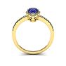 1 Carat Pear Shape Tanzanite and Halo Diamond Ring In 14 Karat Yellow Gold Image-4