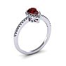 Garnet Ring: Garnet Jewelry: 1 Carat Pear Shape Garnet and Halo Diamond Ring In 14 Karat White Gold Image-2