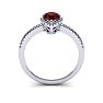 Garnet Ring: Garnet Jewelry: 1 Carat Pear Shape Garnet and Halo Diamond Ring In 14 Karat White Gold Image-4