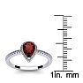 Garnet Ring: Garnet Jewelry: 1 Carat Pear Shape Garnet and Halo Diamond Ring In 14 Karat White Gold Image-5