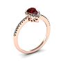 Garnet Ring: Garnet Jewelry: 1 Carat Pear Shape Garnet and Halo Diamond Ring In 14 Karat Rose Gold Image-2
