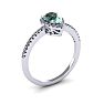 3/4 Carat Pear Shape Green Amethyst and Halo Diamond Ring In 14 Karat White Gold Image-2