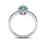 3/4 Carat Pear Shape Green Amethyst and Halo Diamond Ring In 14 Karat White Gold Image-4
