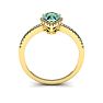 3/4 Carat Pear Shape Green Amethyst and Halo Diamond Ring In 14 Karat Yellow Gold Image-4