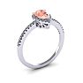 3/4 Carat Pear Shape Morganite and Halo Diamond Ring In 14 Karat White Gold Image-2