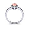 3/4 Carat Pear Shape Morganite and Halo Diamond Ring In 14 Karat White Gold Image-4