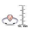 3/4 Carat Pear Shape Morganite and Halo Diamond Ring In 14 Karat White Gold Image-5
