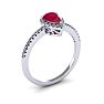 1 Carat Pear Shape Ruby and Halo Diamond Ring In 14 Karat White Gold Image-2