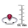 1 Carat Pear Shape Ruby and Halo Diamond Ring In 14 Karat White Gold Image-5
