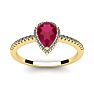 1 Carat Pear Shape Ruby and Halo Diamond Ring In 14 Karat Yellow Gold Image-1