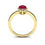 1 Carat Pear Shape Ruby and Halo Diamond Ring In 14 Karat Yellow Gold Image-4