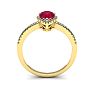 1 Carat Pear Shape Ruby and Halo Diamond Ring In 14 Karat Yellow Gold Image-4