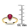 1 Carat Pear Shape Ruby and Halo Diamond Ring In 14 Karat Yellow Gold Image-5