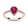 1 Carat Pear Shape Ruby and Halo Diamond Ring In 14 Karat Rose Gold Image-1