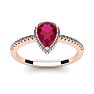 1 Carat Pear Shape Ruby and Halo Diamond Ring In 14 Karat Rose Gold Image-1