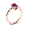 1 Carat Pear Shape Ruby and Halo Diamond Ring In 14 Karat Rose Gold Image-2