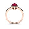 1 Carat Pear Shape Ruby and Halo Diamond Ring In 14 Karat Rose Gold Image-4