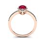 1 Carat Pear Shape Ruby and Halo Diamond Ring In 14 Karat Rose Gold Image-4