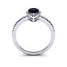 1 Carat Pear Shape Sapphire and Halo Diamond Ring In 14 Karat White Gold Image-4