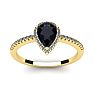 1 Carat Pear Shape Sapphire and Halo Diamond Ring In 14 Karat Yellow Gold Image-1