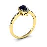 1 Carat Pear Shape Sapphire and Halo Diamond Ring In 14 Karat Yellow Gold Image-2