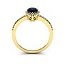 1 Carat Pear Shape Sapphire and Halo Diamond Ring In 14 Karat Yellow Gold Image-4