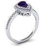 1 Carat Pear Shape Amethyst and Double Halo Diamond Ring In 14 Karat White Gold Image-2